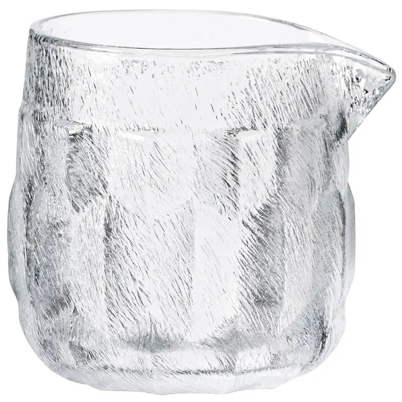 Handcrafted glass tea creamer with cloud mist textured design for gongfu tea brewing