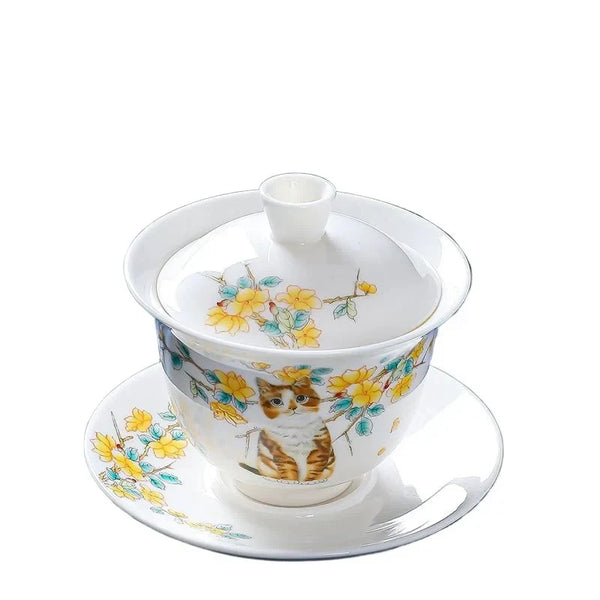 White Porcelain Gaiwan white background product photo