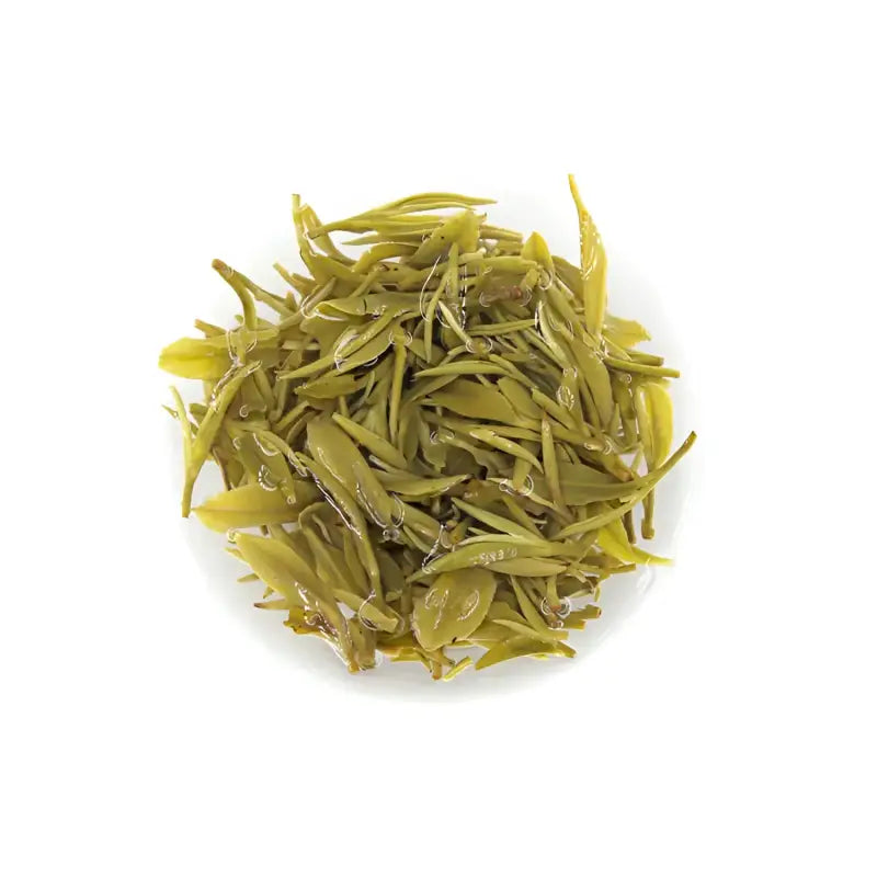 Pile of green tea leaves for 2025 First Harvest Biluochun Green Tea with floral aroma