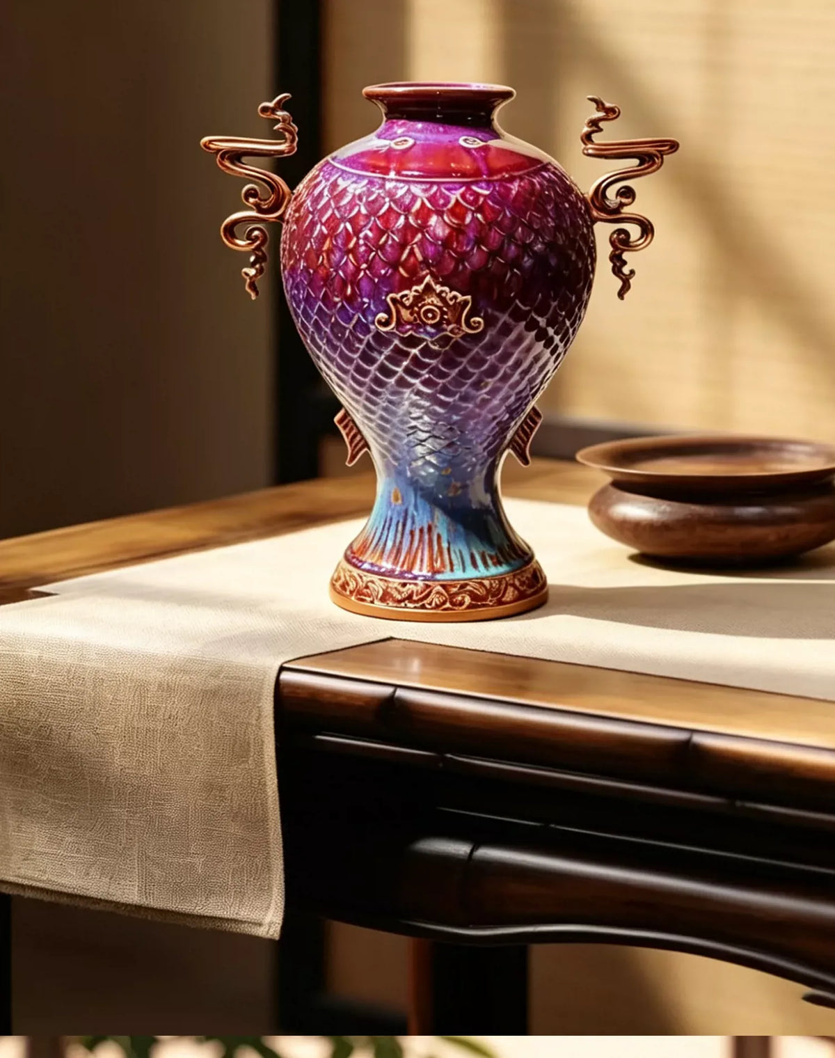 Abundance Twin Handle Jun Vase — styled in context