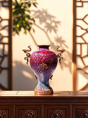 Abundance Twin Handle Jun Vase — Jun-glazed ceramic vase