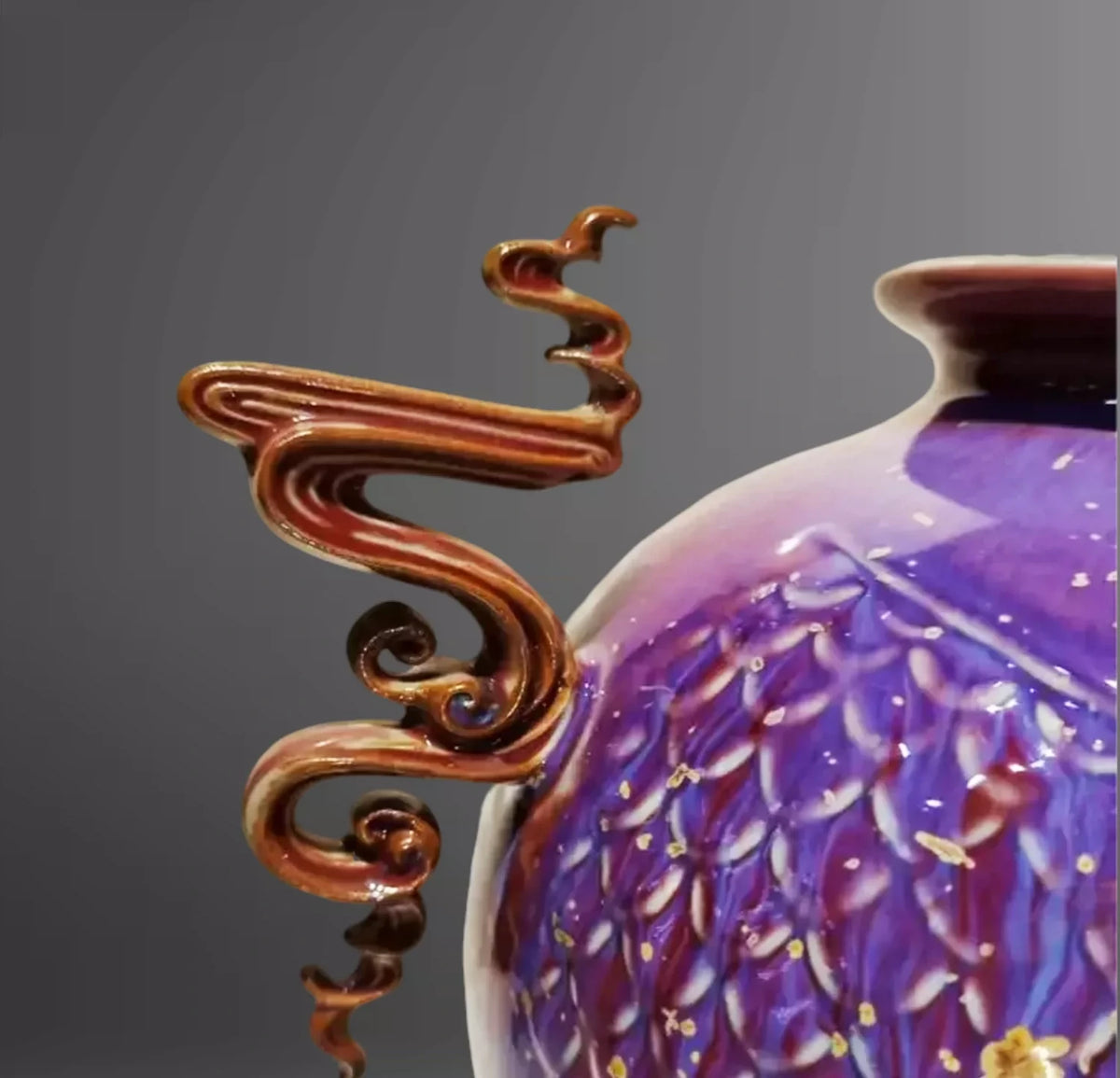 Abundance Twin Handle Jun Vase — glaze close-up