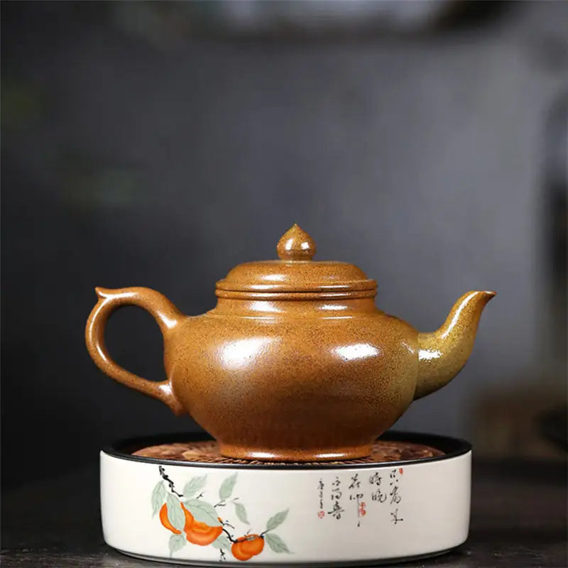 Brown ceramic Amber Flow Yixing Duanni Teapot with lid made from duanni clay