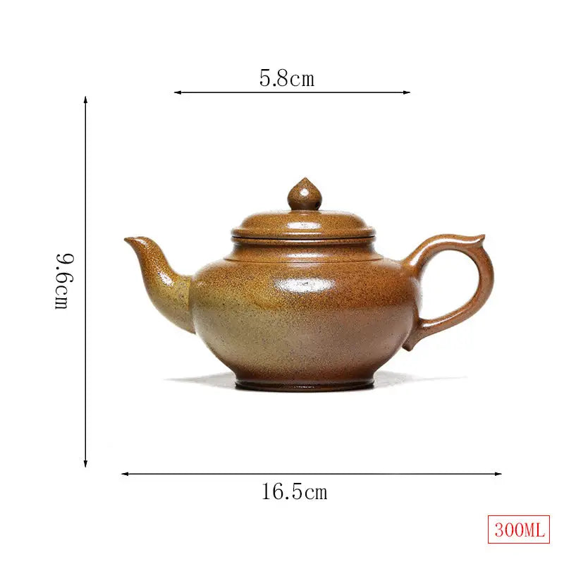 Brown ceramic Amber Flow yixing duanni teapot made from durable duanni clay with dimensions
