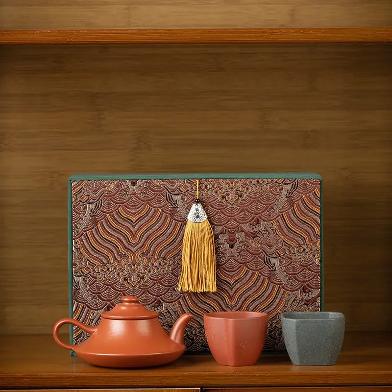 Amber Lotus Tea Set featuring yixing zisha teaware set and decorative box display