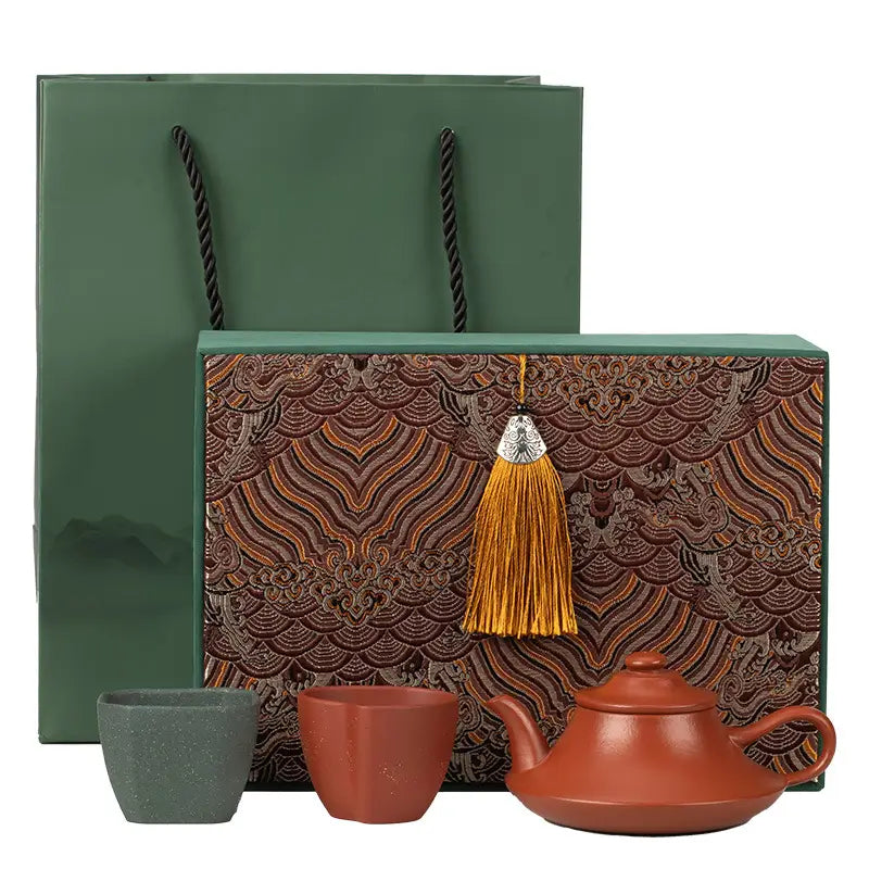Amber Lotus Tea Set with Yixing Zisha teaware set and gift bag for elegant brewing