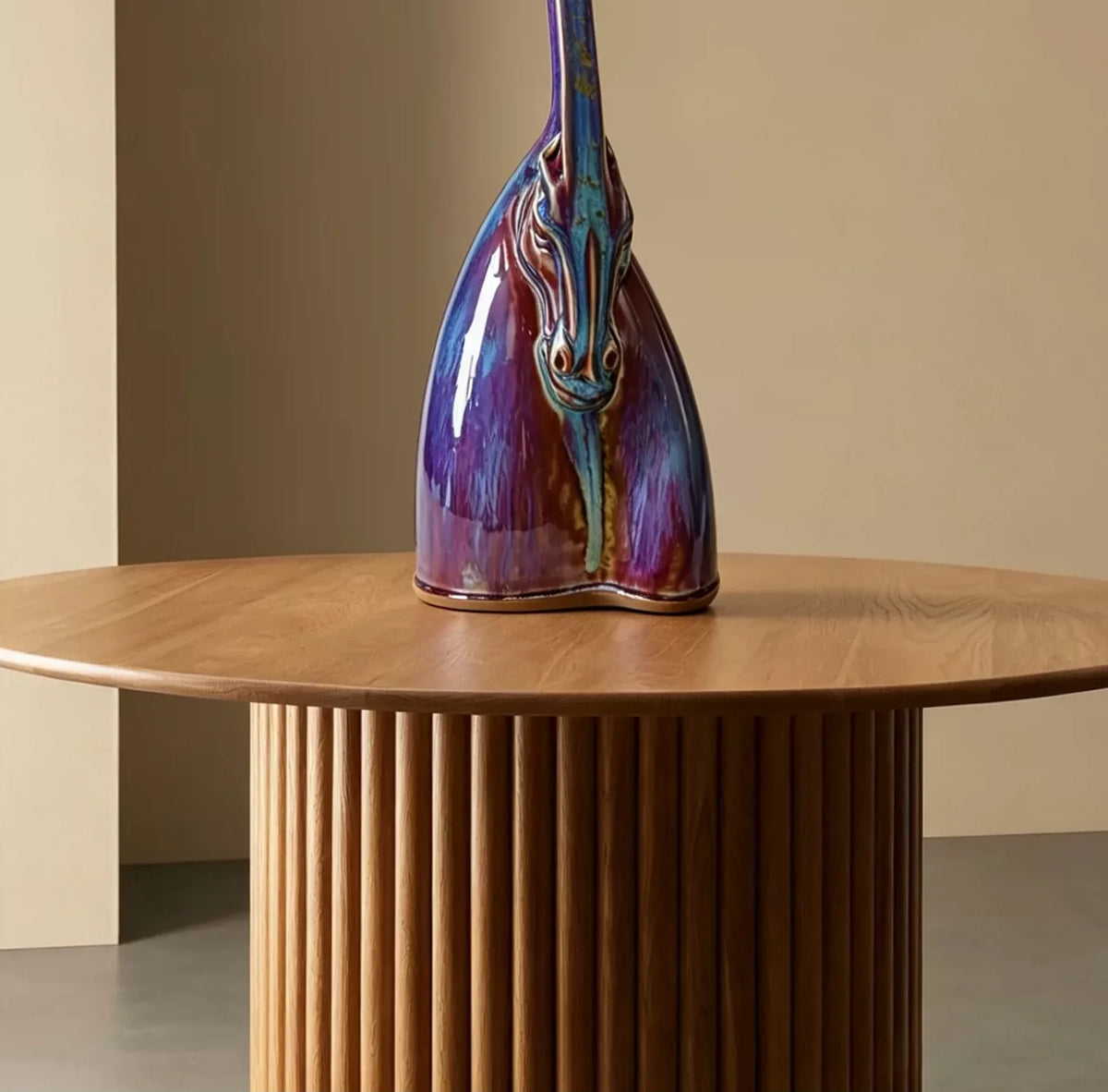 Auspicious Horse Jun Sculpture — styled in context