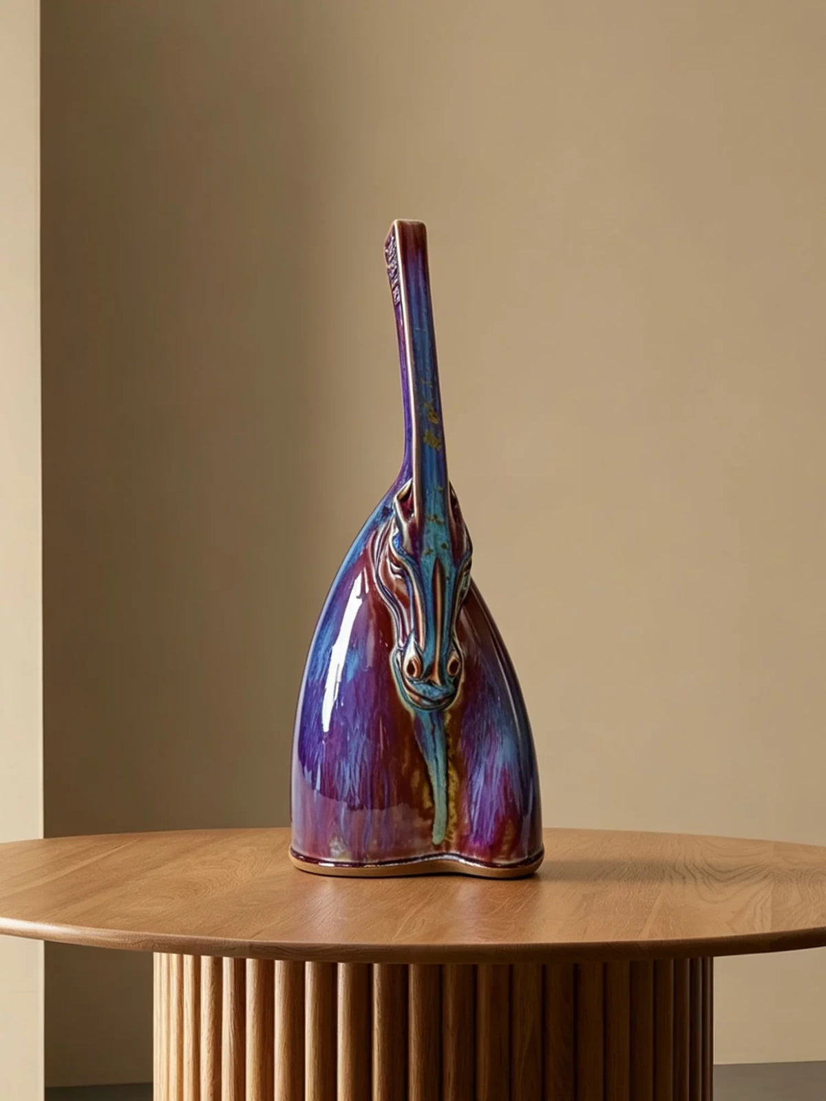 Auspicious Horse Jun Sculpture — Jun-glazed ceramic sculpture