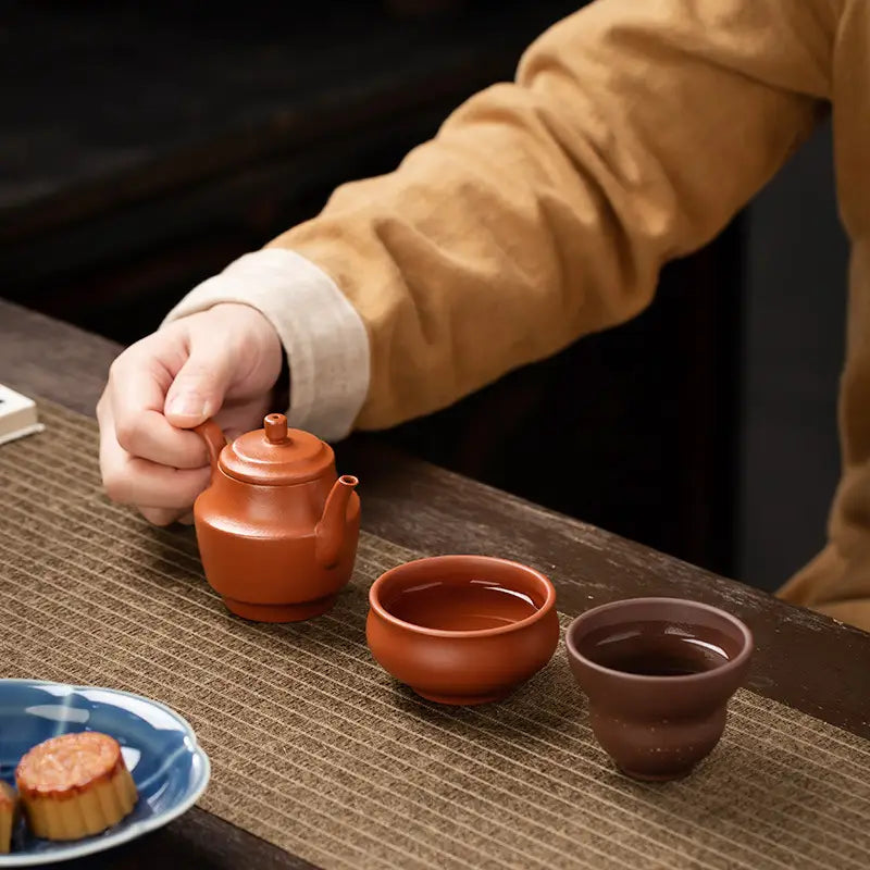 Autumn Square Tea Set featuring Yixing Zisha Yixing Teapot and earthenware design