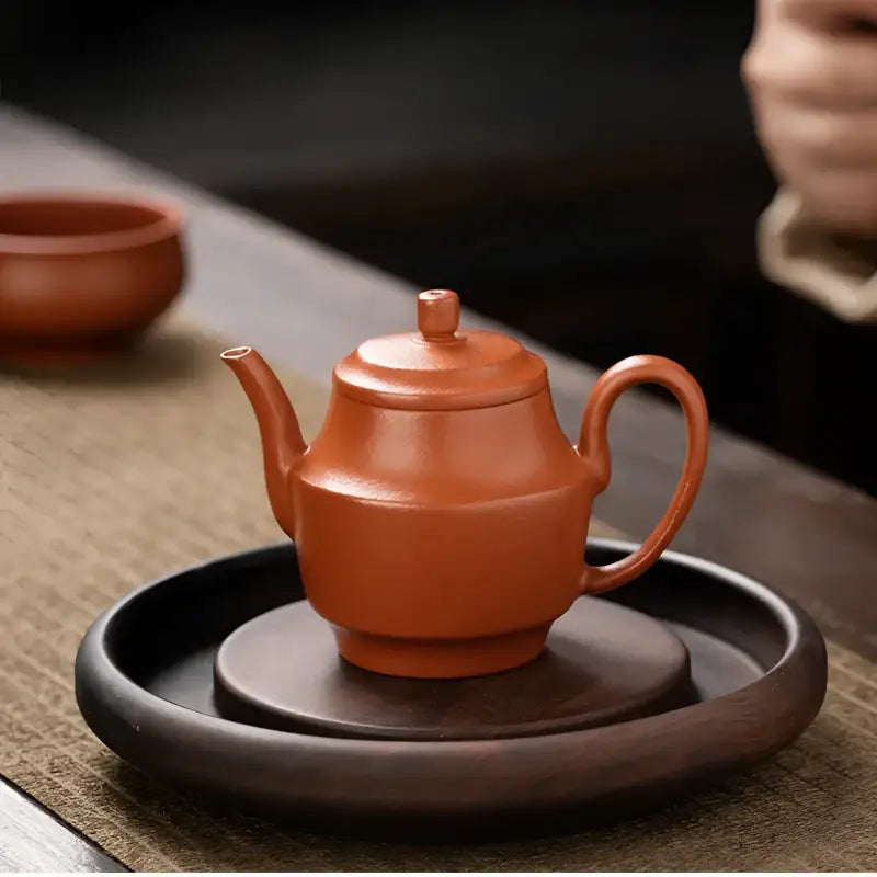 Earthenware autumn square Yixing Zisha teapot with handle from the Autumn Square Tea Set