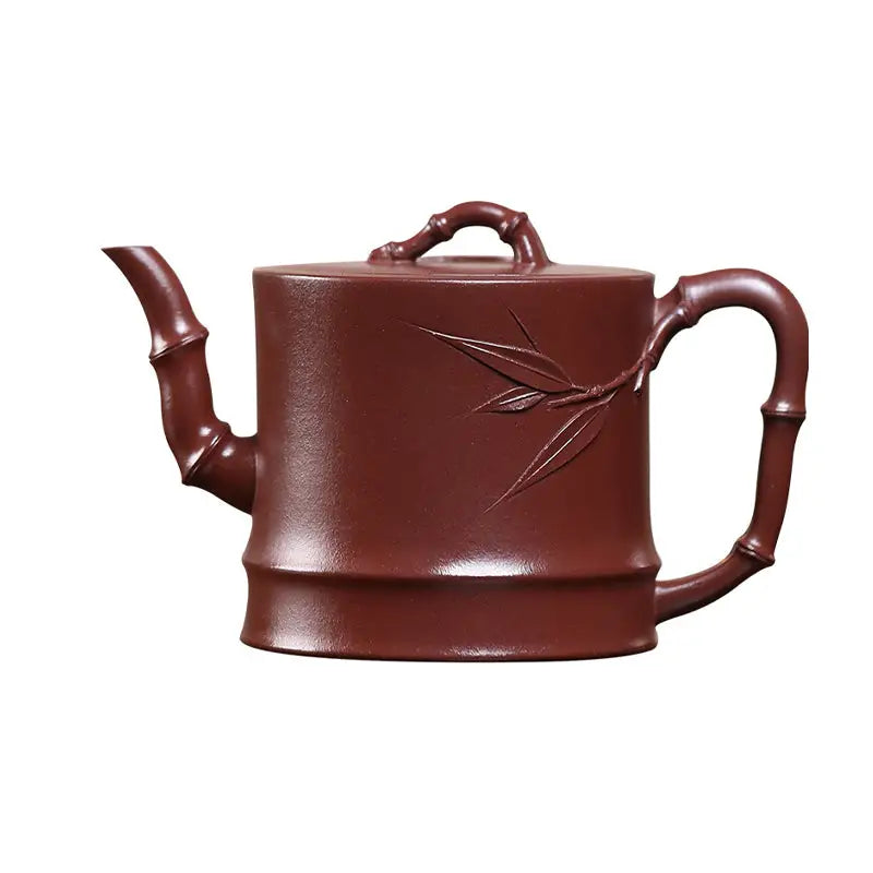Maroon Bamboo-Themed Gongfu Tea Yixing Zisha Teapot in Bamboo Echo Collection