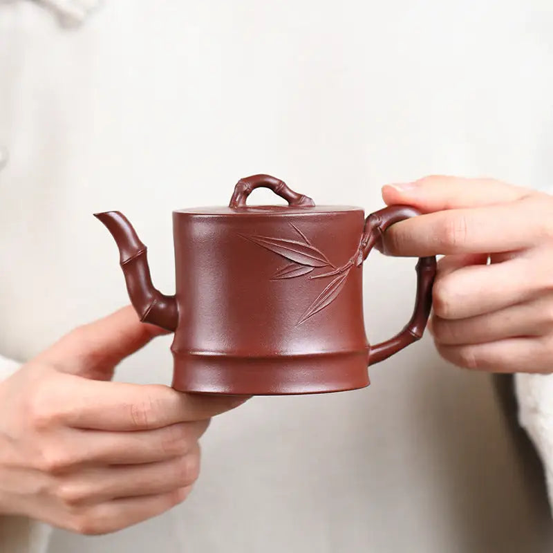 Brown bamboo-themed Yixing Zisha Gongfu Tea teapot from Bamboo Echo