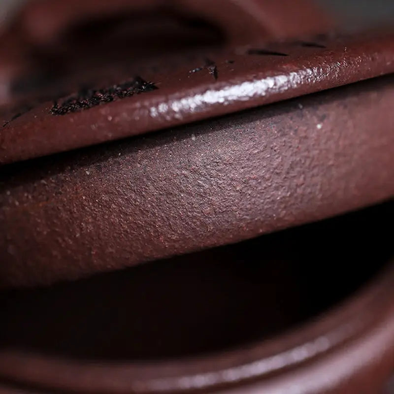 Textured dark brown ceramic Yixing Zisha Teapot with lid from Bamboo Elegance