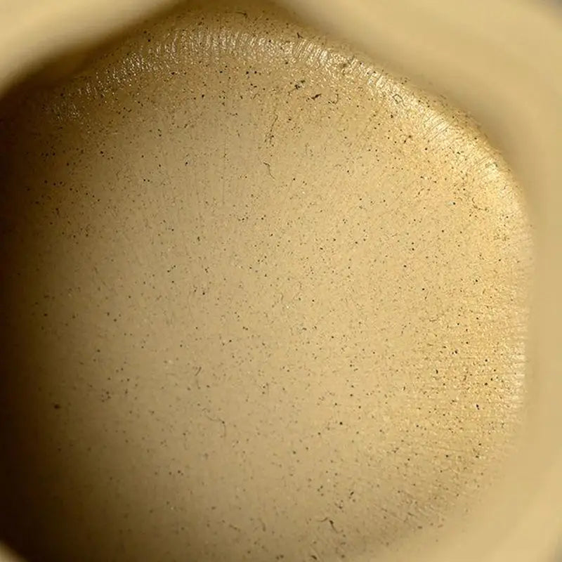 Beige speckled hexagonal interior of Bamboo Flow yixing duanni clay pottery