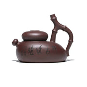 Brown Yixing Zisha Teapot with bamboo-shaped handle from Bamboo Path gongfu tea set