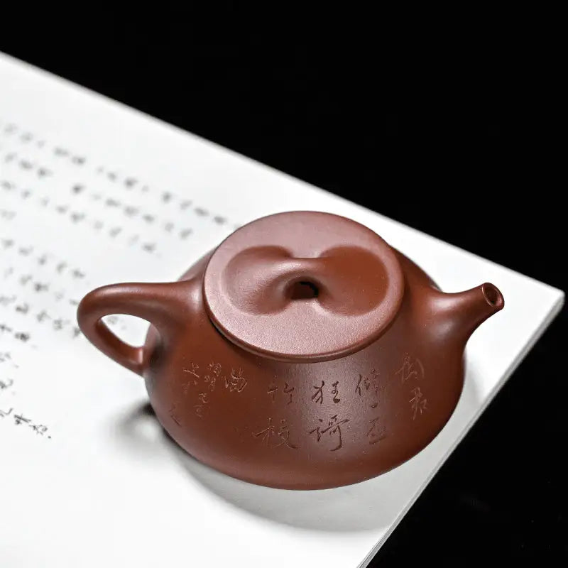 Brown ceramic Yixing Zisha Yixing Teapot Bamboo Whisper with unique lid craftsmanship