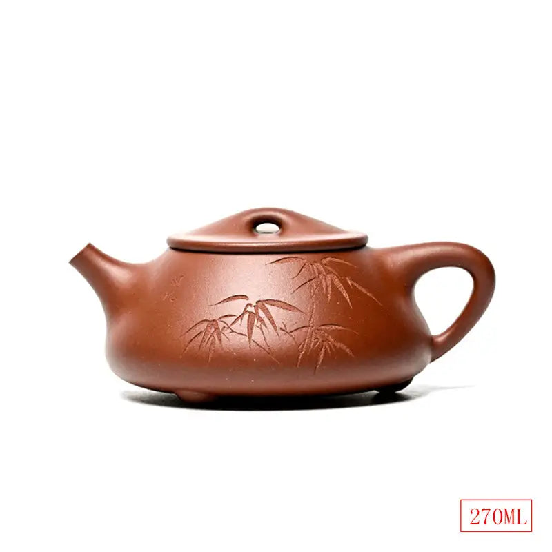 Brown clay Yixing Zisha teapot with bamboo design for Bamboo Whisper collection