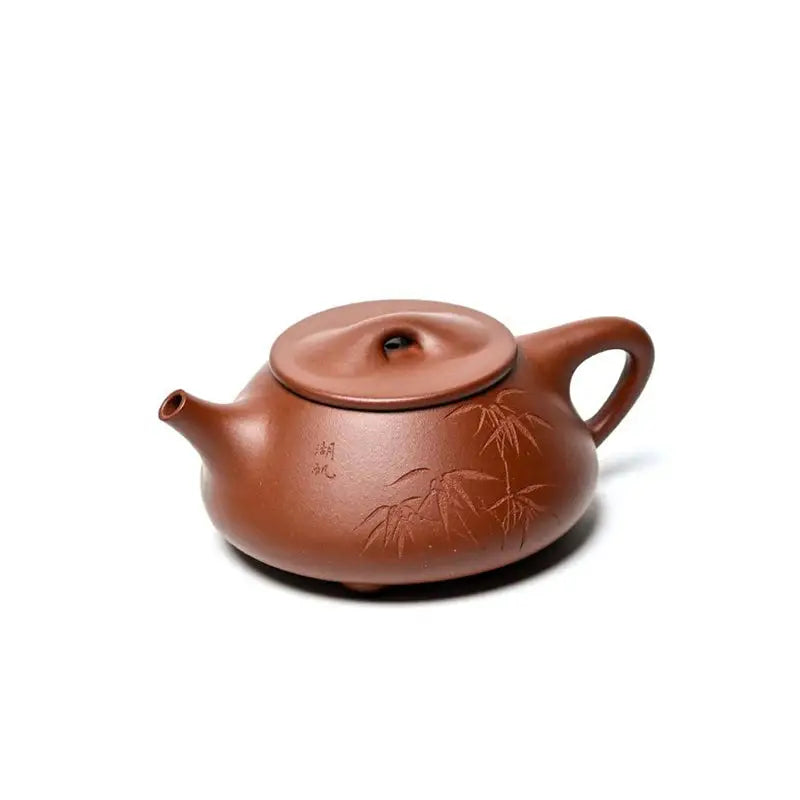 Brown ceramic Teapot with Bamboo Design for Bamboo Whisper Yixing Zisha Teapot collection