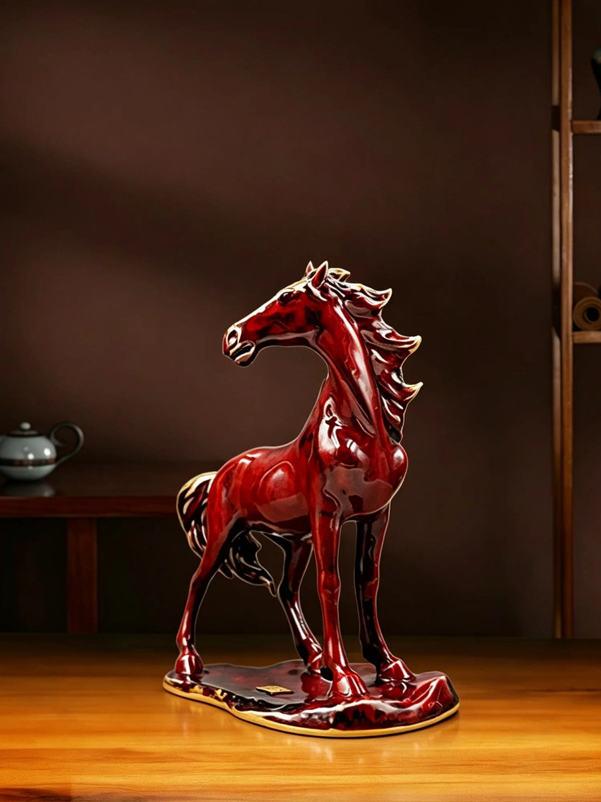 Beihong Horse Jun Sculpture — Jun-glazed ceramic sculpture