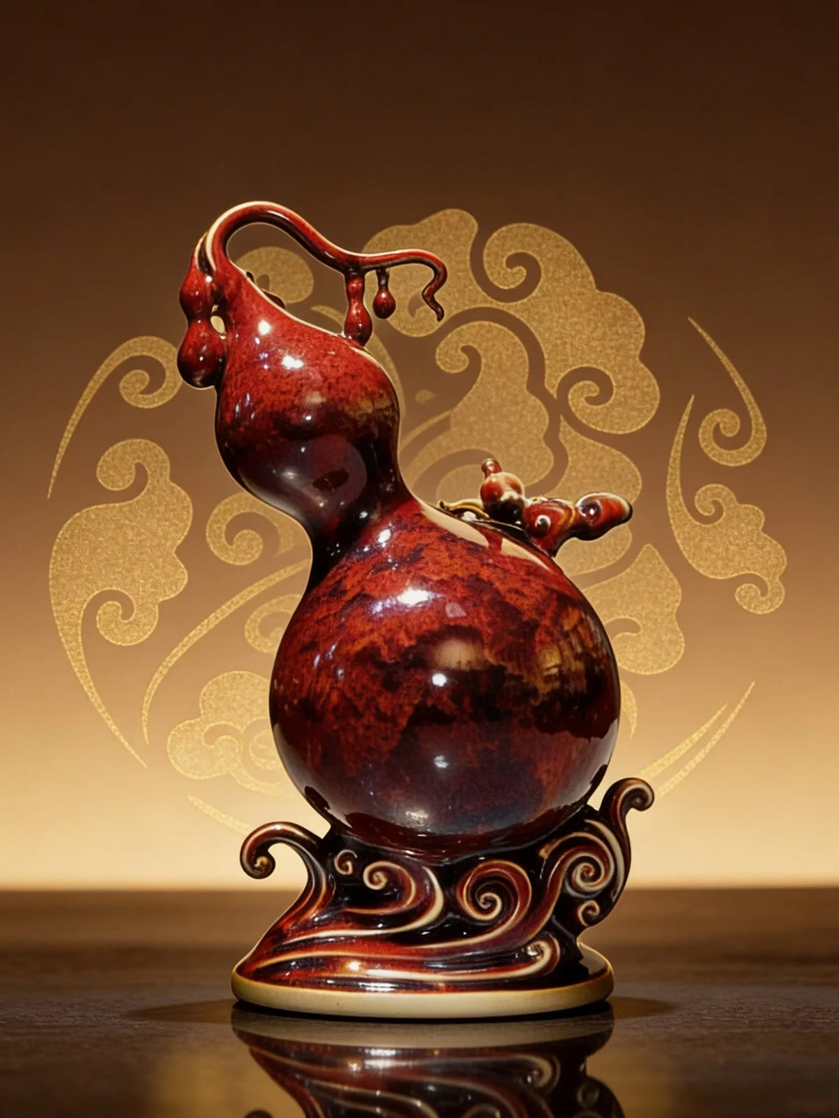 Bird Gourd Jun Sculpture — Jun-glazed ceramic sculpture