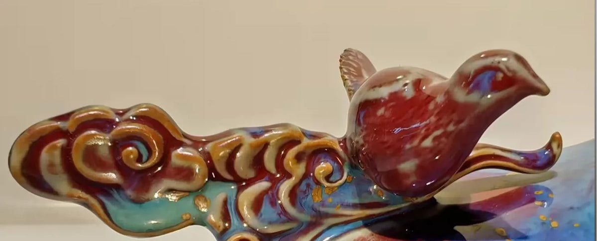 Bird Gourd Jun Sculpture — glaze close-up