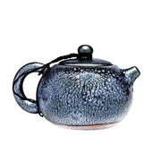Bloom Teapot glazed ceramic with braided cord, featuring a blooming glaze pattern for gongfu tea
