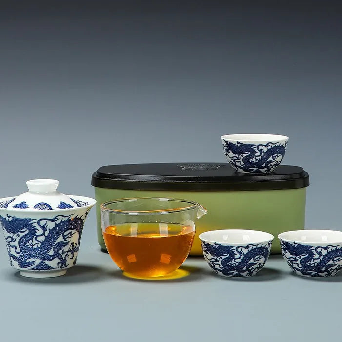 Blue and White Gaiwan Desk Tea Set – Dragon