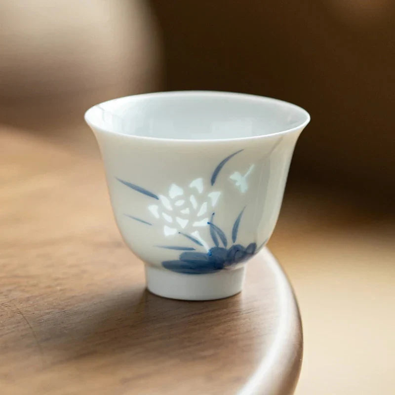 Blue and White Hand-painted Lotus Tea Cup Tea Cup product photo 9
