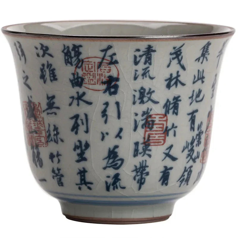 Blue and White Tea Cup white background product photo
