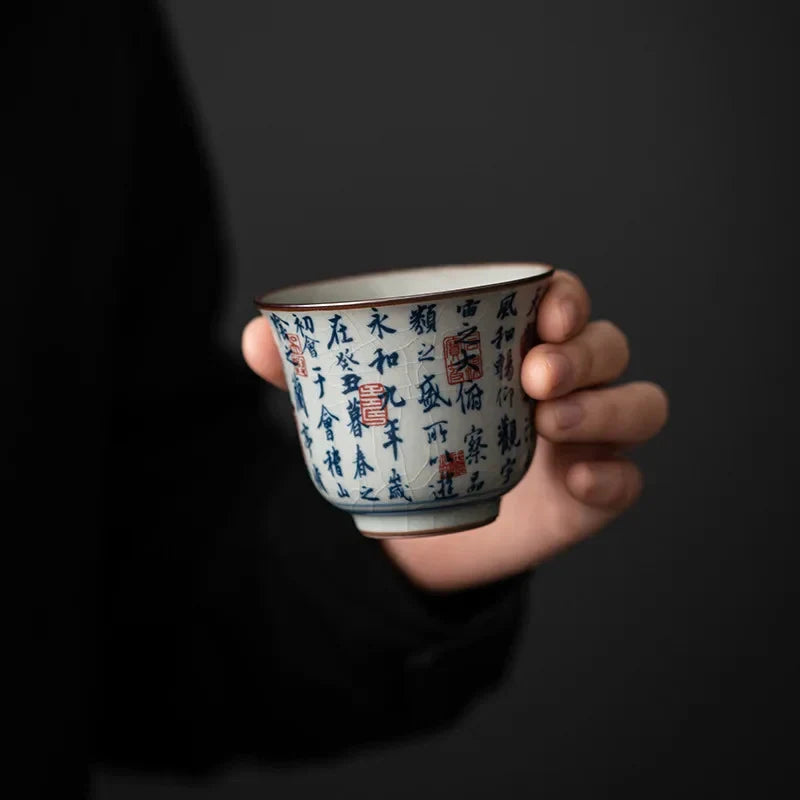 Blue and White Tea Cup Tea Cup side view