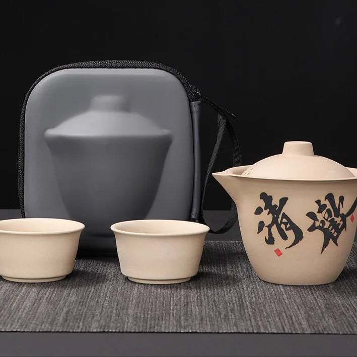 Calligraphy Stoneware Travel Tea Set – Simple Joy
