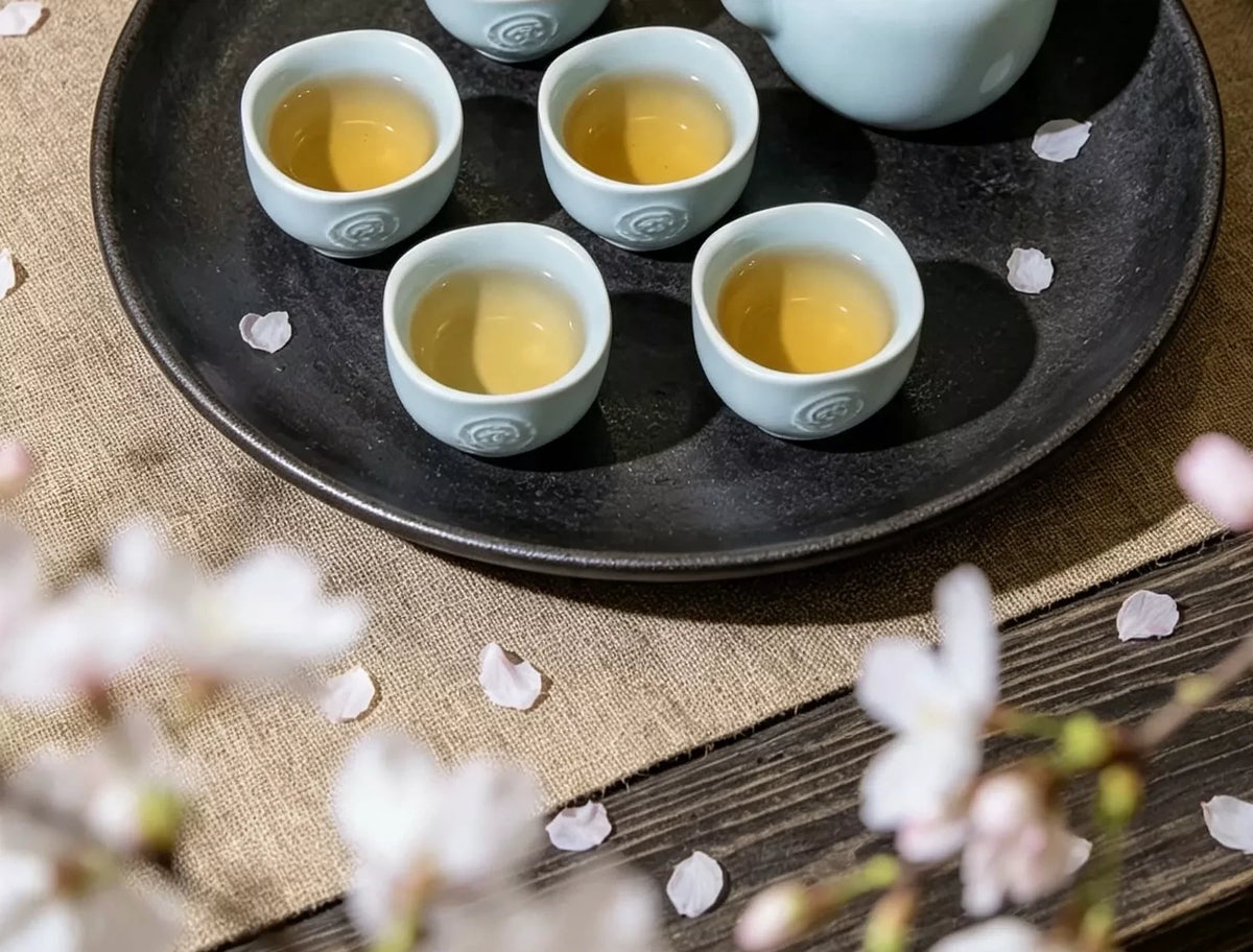 Celadon Rose Tea Set — glaze close-up