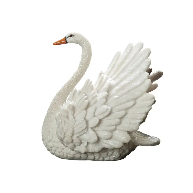 Celestial Swan White Swans Figurine Tea Pets Guide Yixing Clay Decorative Art
