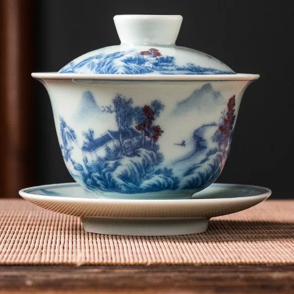 Classic Blue and White Gaiwan – Blue Landscape