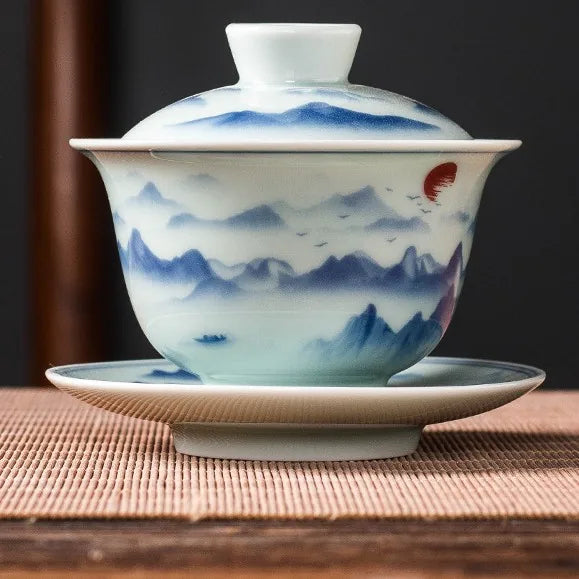 Classic Blue and White Gaiwan – Green Landscape