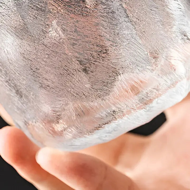 Textured translucent ice cube for handcrafted glass tea and cloud mist textured gongfu tea