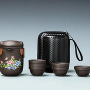 Color-Changing Purple Clay Travel Tea Set – Peony Bouquet