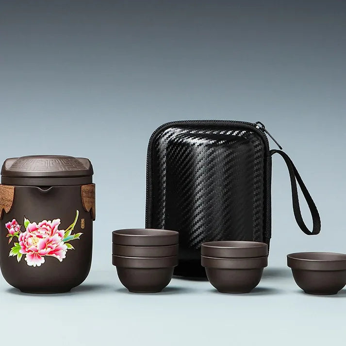 Color-Changing Purple Clay Travel Tea Set – Pink Peony