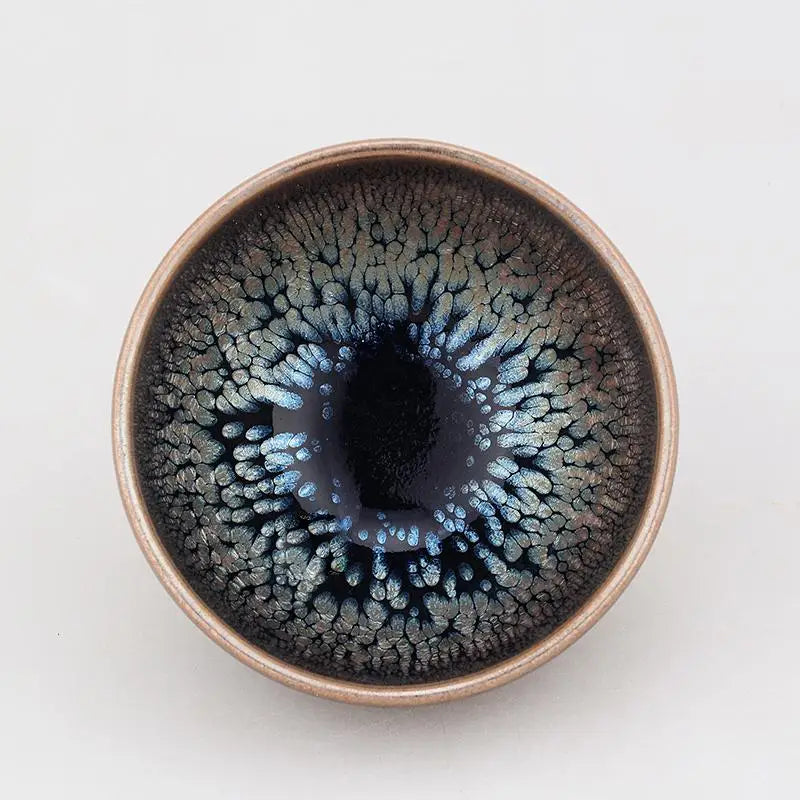 Artistic Ceramic Bowl with Iridescent Glaze in Copperfield Jian Tenmoku Glaze Crackle Style