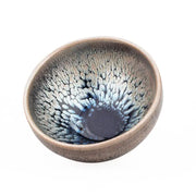 Ceramic bowl with mottled glaze from Copperfield Jian featuring tenmoku glaze crackle