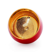 Red exterior decorative bowl with golden leaf featuring Jian Zhan style and Flying White Crane design
