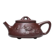 Brown ceramic Creative Dragon Yixing Zisha teapot with intricate dragon design
