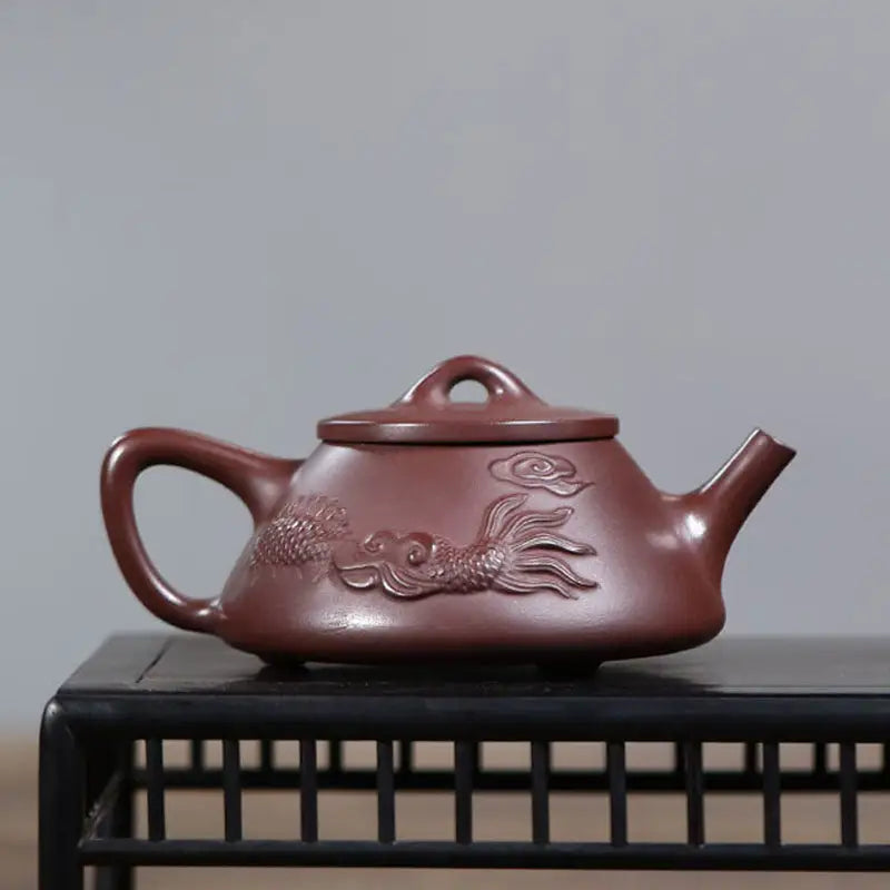 Maroon Yixing Zisha Teapot with Creative Dragon Design, perfect Yixing Teapot accessory