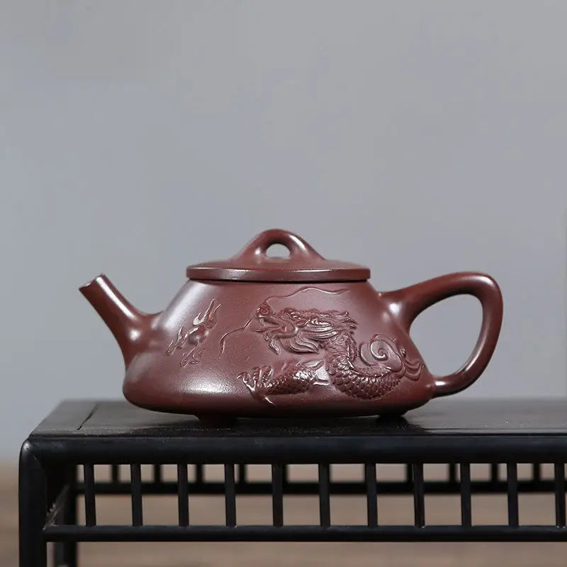 Brown yixing zisha teapot with creative dragon design, ideal for tea lovers and collectors