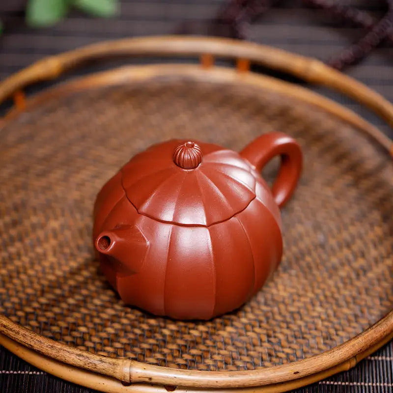 Reddish-brown pumpkin-shaped Yixing Zisha teapot from Crimson Harvest collection