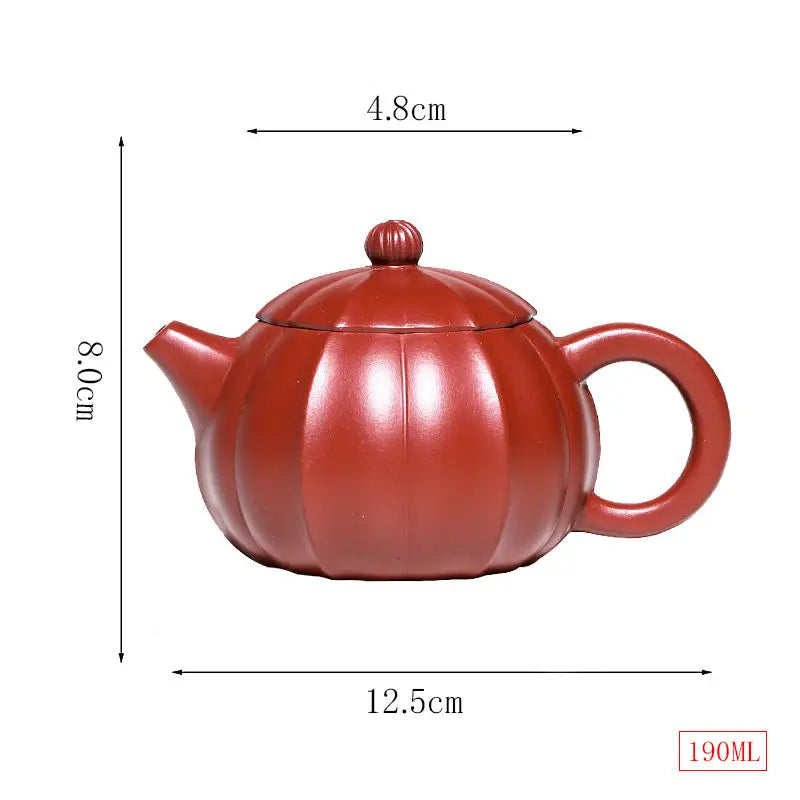 Red-brown pumpkin-shaped Yixing Zisha teapot from Crimson Harvest collection
