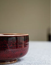 Crimson Jun Glaze Tea Cups — Jun-glazed ceramic teacup