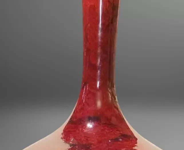 Crimson Long Neck Jun Vase — detail view