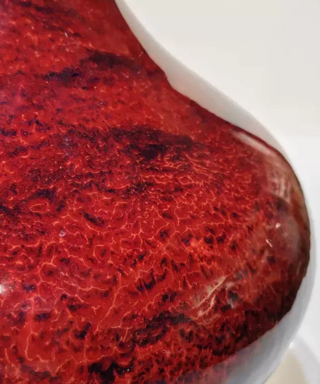 Crimson Long Neck Jun Vase — glaze close-up