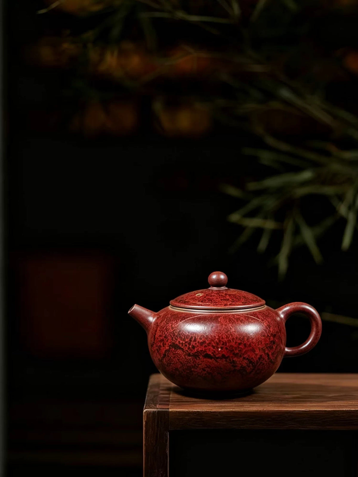 Crimson Xishi Jun Teapot — Jun-glazed ceramic teapot